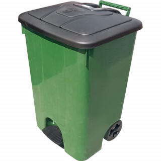 Мусорный бак 85л. мороз. с крышкой, с педальным приводом зелёный